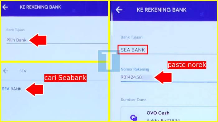 transfer ovo ke seabank tahap Pilih Bank Apa Tujuan TF nya