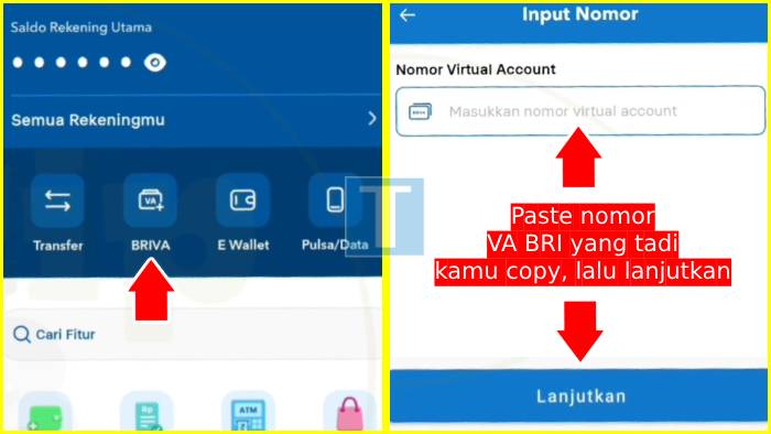 buka mobile banking bri pakai menu briva lalu paste nomor va bri