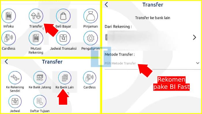 tahap pakai menu transfer ke bank lain dan pake opsi BI Fast