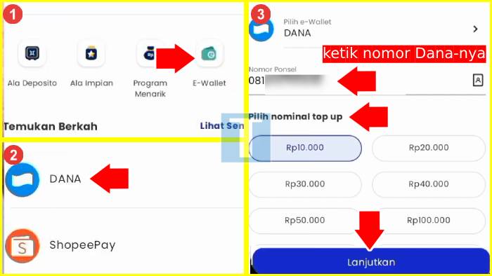 transfer aladin ke dana